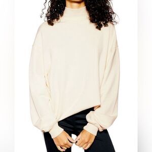 Topshop, oversized, mock neck, sweatshirt crew